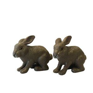 Terra By Battat Easter Chocolate Brown Small Bunnies Set of 2 H60001 Hard Plasti